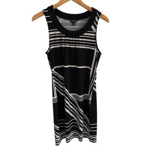 Banana Republic Black and White Striped Sleeveless Dress Medium Petite